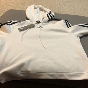 White Adidas Cropped Sweatshirt